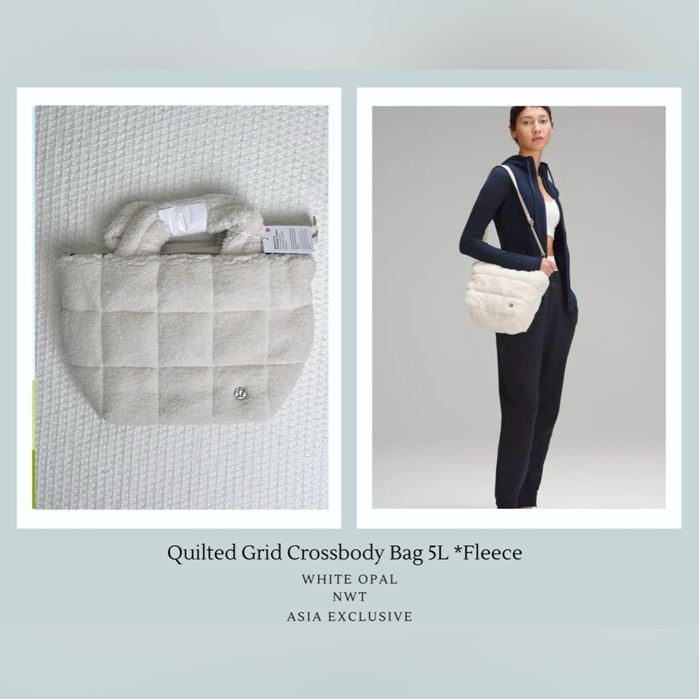 🆕 Lululemon Quilted Grid Crossbody Bag Fleece White Opal